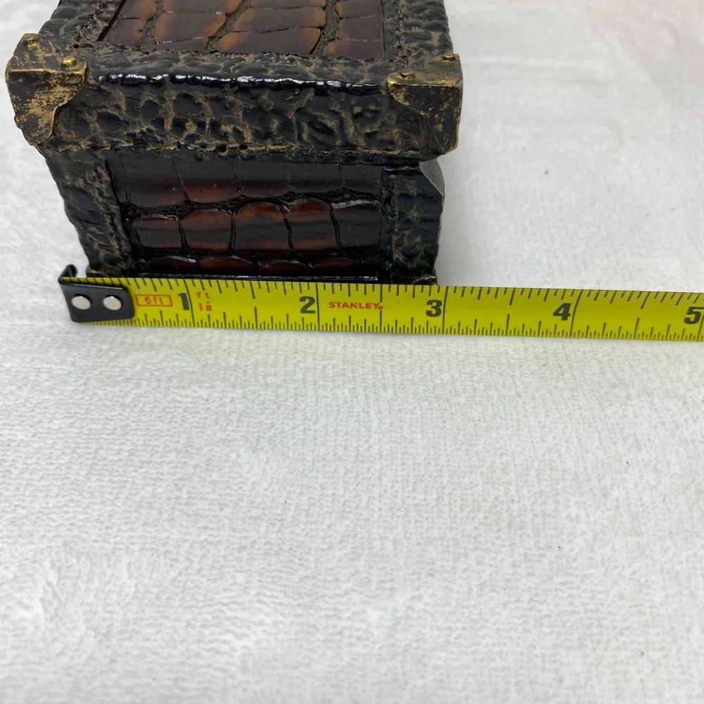 Ornate Faux Crocodile Type Embossed Trinket Jewelry Box‎ Decorative Keepsake